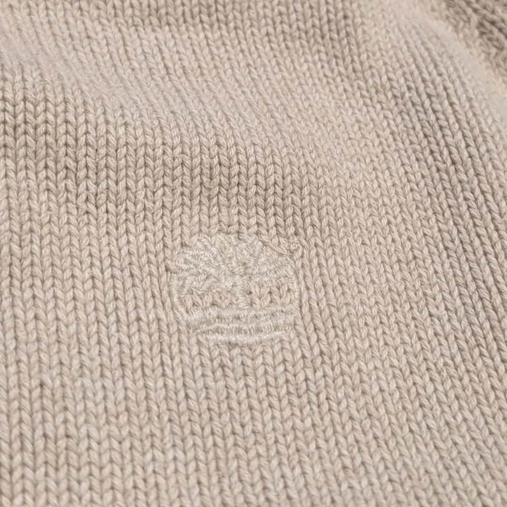 Timberland Sweater Mens XL Fits L Beige Cream Cotton Raglan‎ Ribbed Crewneck Y2K